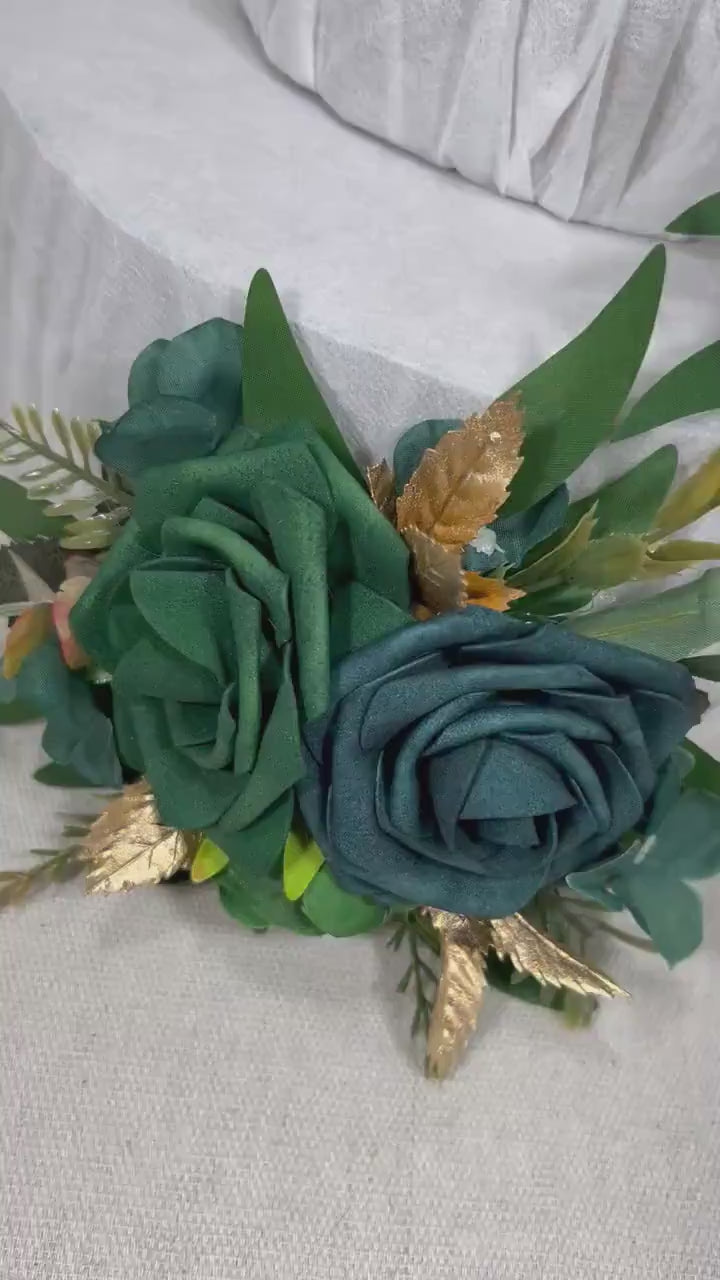 Teal Green Cake Decoration Wedding Emerald Green Cake Topper Decor Gem Cake Arrangements Dark Teal Gold Wedding Hunter Green Decoration