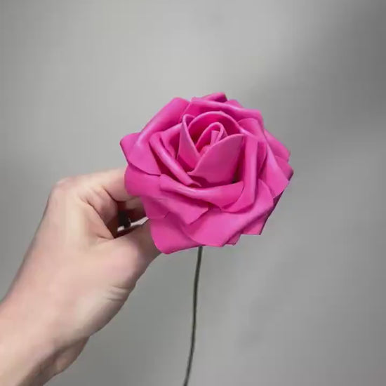 Hot Pink Flower Head Wedding Pink Artiticial Flower Heads Roses Magenta Wedding DIY Craft Supplies Fuchsia Flower Heads Roses Home Decor