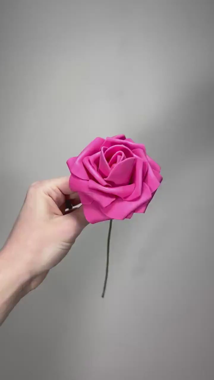 Hot Pink Flower Head Wedding Pink Artiticial Flower Heads Roses Magenta Wedding DIY Craft Supplies Fuchsia Flower Heads Roses Home Decor