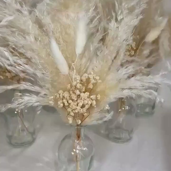 Centerpiece Boho Mini Wedding Dried Bouquet Eucalyptus Baby Breath Ivory Wedding Small Centerpiece Beige Pampas Grass Bunny Tails White