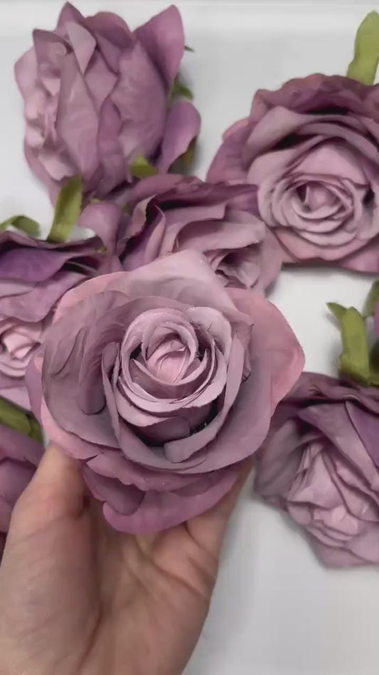 Purple Flower Heads Wedding Purple Flower Artificial Heads Rose Deep Purple Wedding Craft Supplies Violet Artificial Rose Heads  Purple