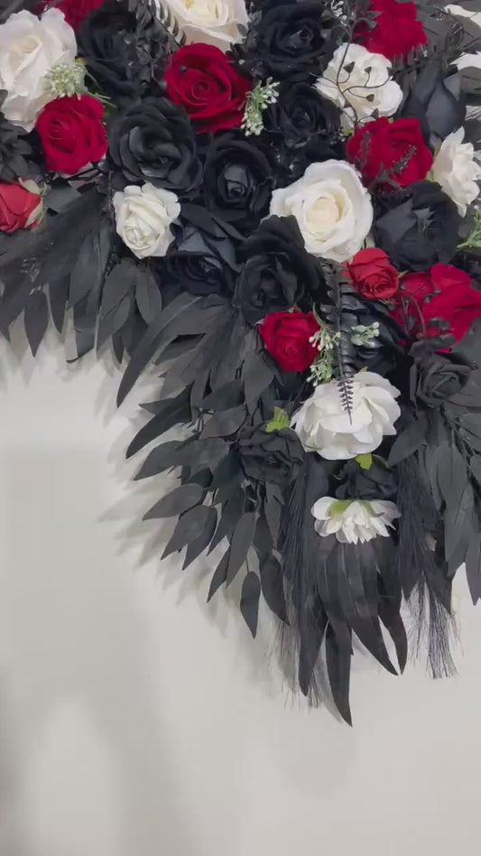 Black Arch Arrangement Wedding Red Arch Aisle Arrangement Corner White Arbor Arrangement Corner Gothic Black White Artificial Flowers