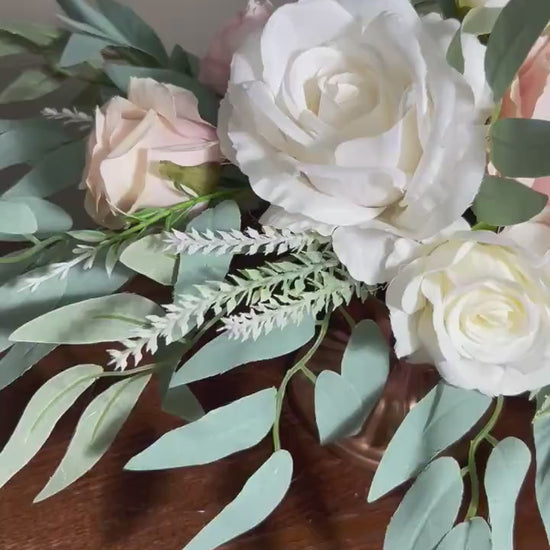 Pink Centerpiece Wedding Boho Table Decor Pink White Centerpiece Blush Wedding Arch Arrangement Ivory Pink Artificial Flower