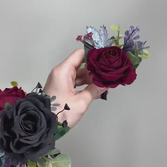 Dusty Blue Bouquet Burgundy Bridal Bouquet Black Dusty Blue Decor Burgundy Purple Bridesmaids Black Plum Bouquet Burgundy Artificial Flower