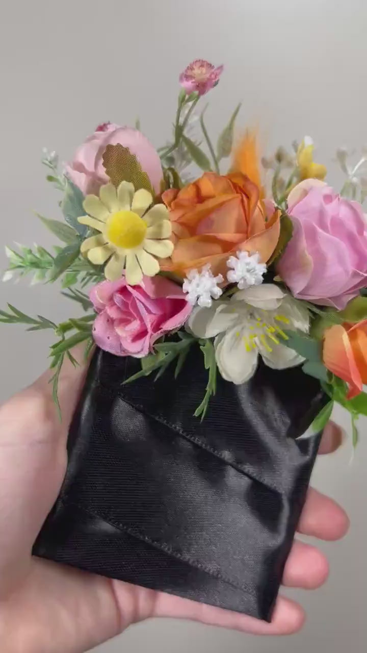 Wedding Pocket Boutonniere White Groom Boutonnière Dusty Rose Square Groomsmen Pocket Boutonniere Orange Rustic Multicolor  Artificial