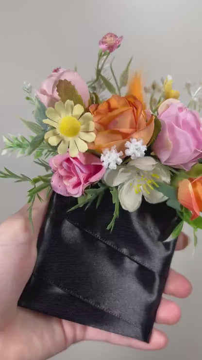 Wedding Pocket Boutonniere White Groom Boutonnière Dusty Rose Square Groomsmen Pocket Boutonniere Orange Rustic Multicolor  Artificial