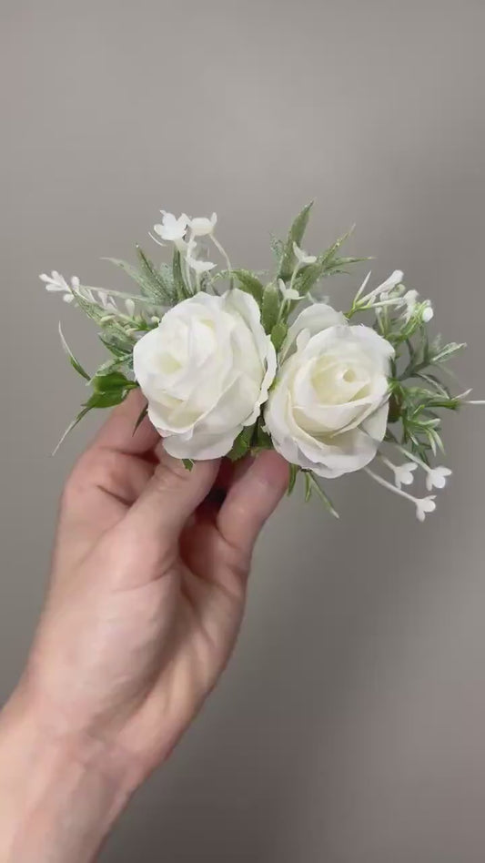 White Boutonniere Magnetic Holder Pocket Insert Replacement Alternative Groom Wedding Groomsmen Boutonnière Magnet Clip Ivory Artificial