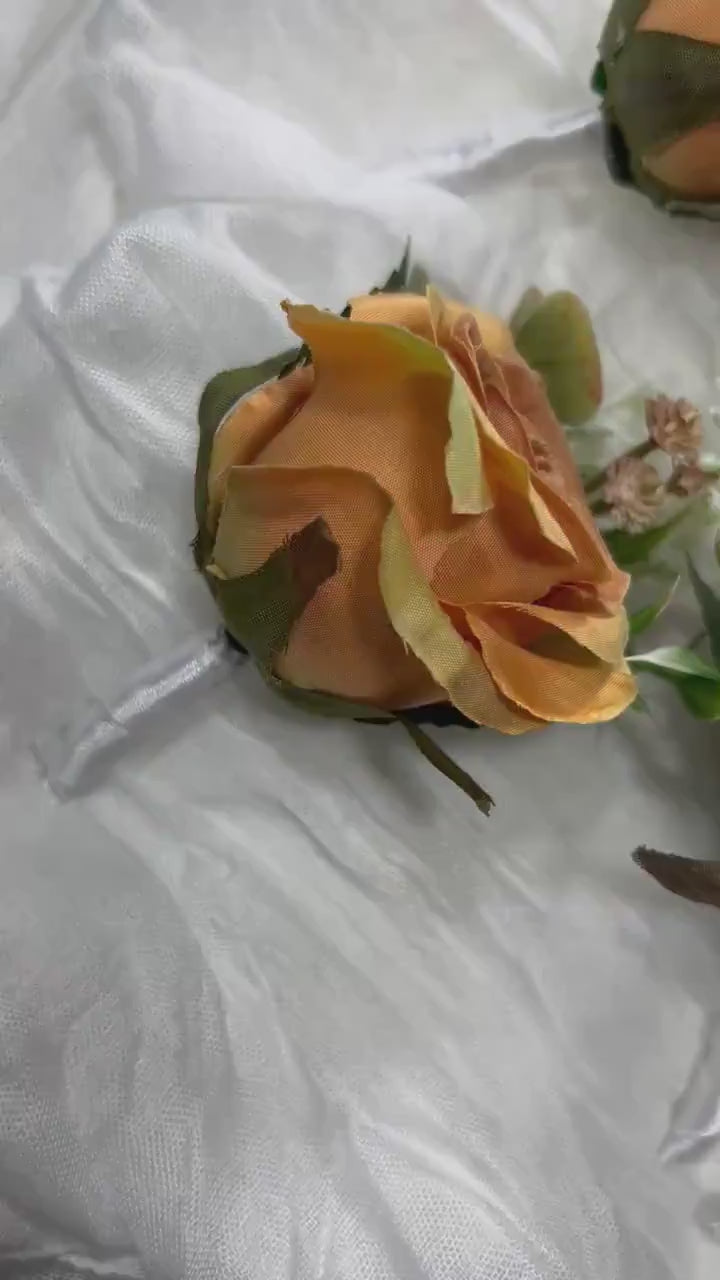 Orange Boutonniere Wedding Groom Burnt Orange Boutonnière Terracotta Groomsmen  Boutonnière Rust Terracotta Groom Artificial Flowers