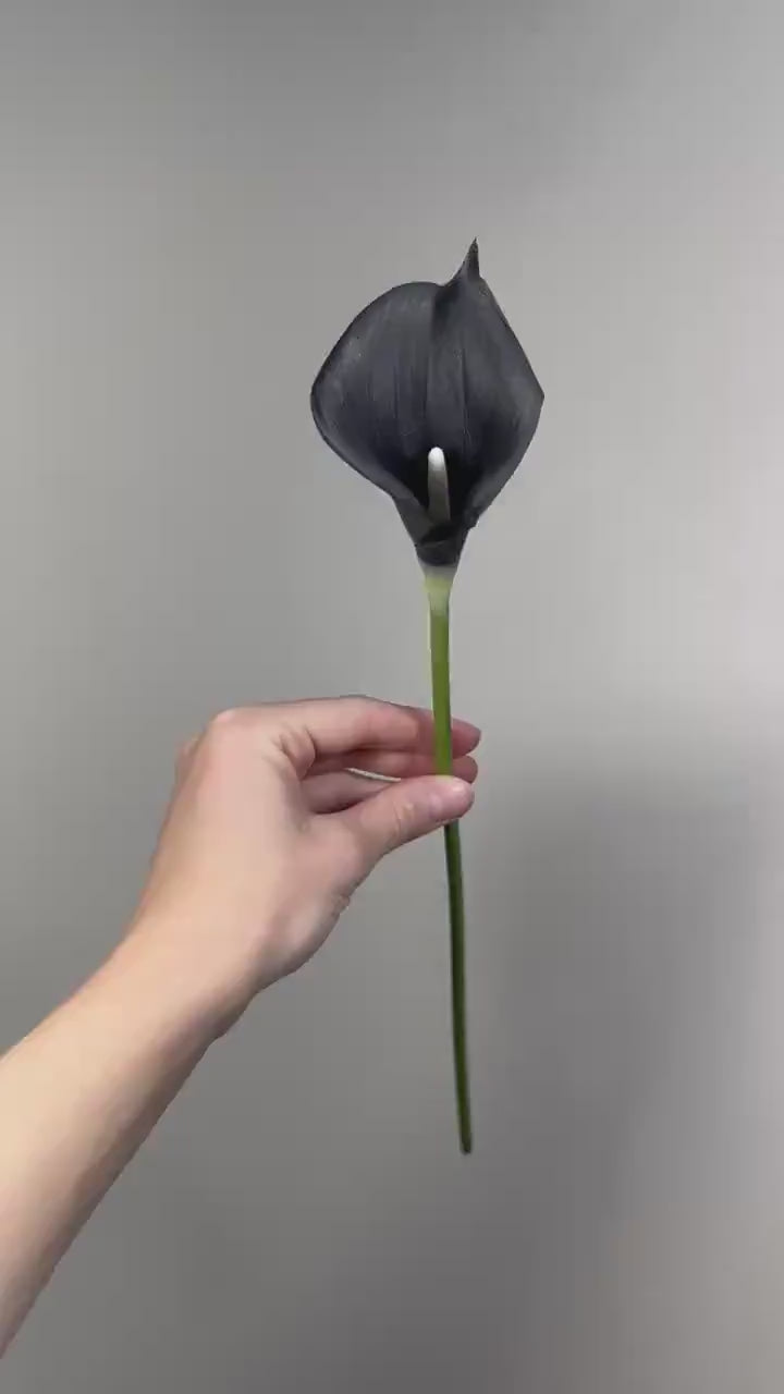 Black Calla Lily, Artificial Calla Lily, Black Wedding Flower, Real Touch Floral Supply, DIY Wedding Decor, Black Craft Supplies Flowers