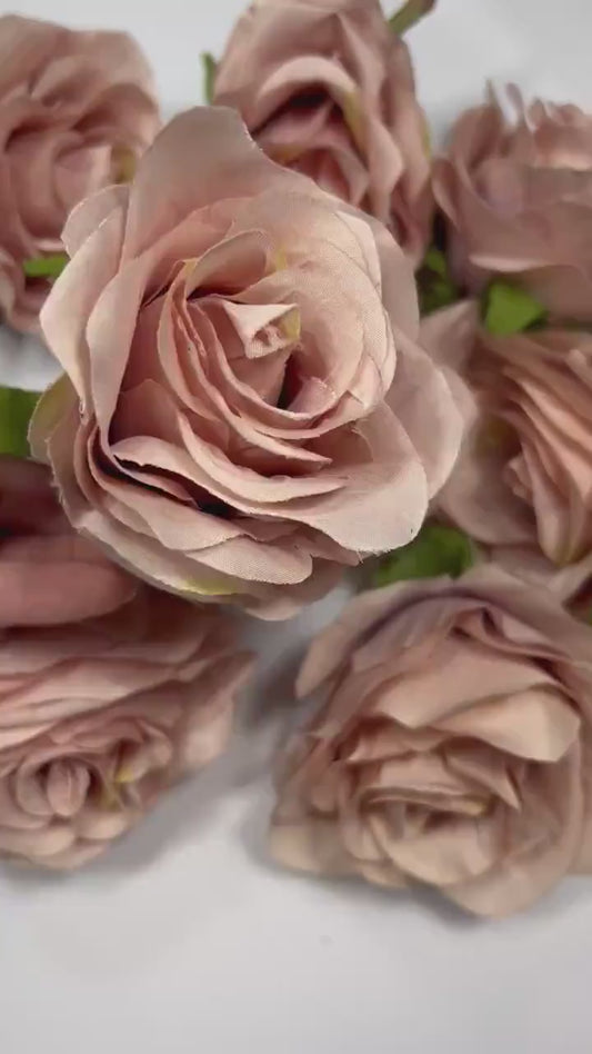 Dusty Rose Flower Head Wedding 3 inch Dusty Rose Artificial Flower Head Craft Supplies Wedding Dusty Rose Faux Flower Heads Dusty Pink