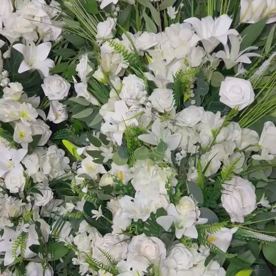 Set of 2 Wedding Aisle Marker Flower Floor Arrangement Whiskey Barrel Décor White Ground Arch White Lilies