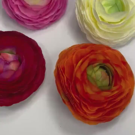 Red Ranunculus Flower Heads Wedding Bright Red Flowers Artificial DIY Craft Supplies Rununculus Heads Red Faux Decor Silk Flowers Scarlet