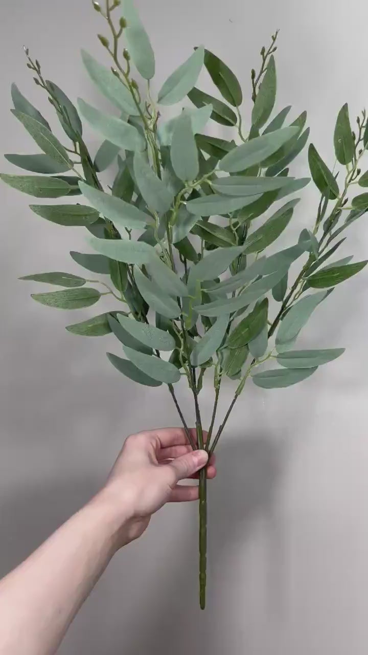 Bulk Artificial Willow Leaves 1 Bunch Bundle Sage Greenery Eucalyptus Stems Decor Wedding Sage Greenery Faux Foliage Willow Craft Supplies