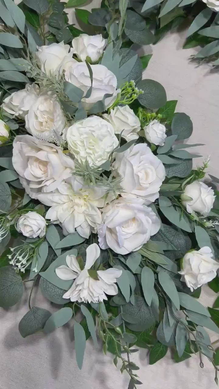White Arch Arrangement Wedding Ivory Arch Aisle Arrangement White Arbor Arrangement White Eucalyptus Sage Wedding Decor Artificial Flowers