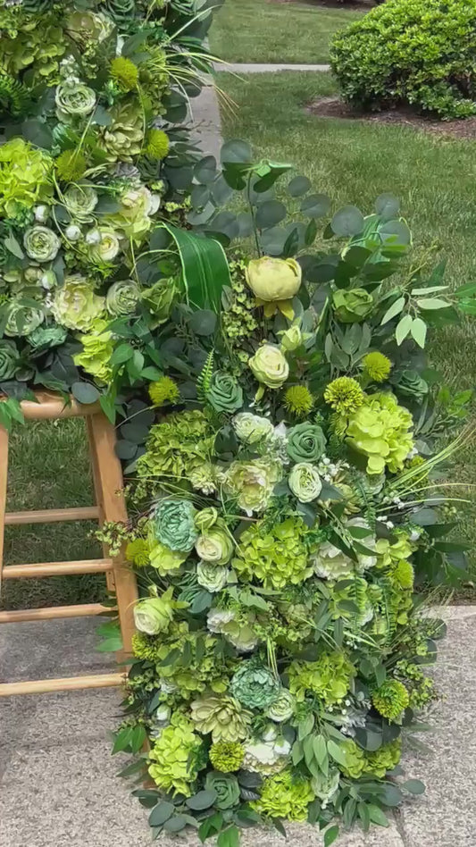 Set of 2 Wedding Aisle Marker Flower Floor Arrangement Barrel Décor Grass Green Flowers Greenery Ground Arch Eucalyptus