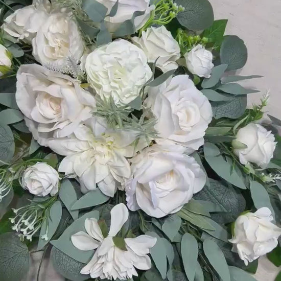 Wedding White Arch Arrangement Ivory Arch Aisle Arrangement White Artificial Flowers Eucalyptus Centerpiece Sage Swag Wall Decor Home Arch