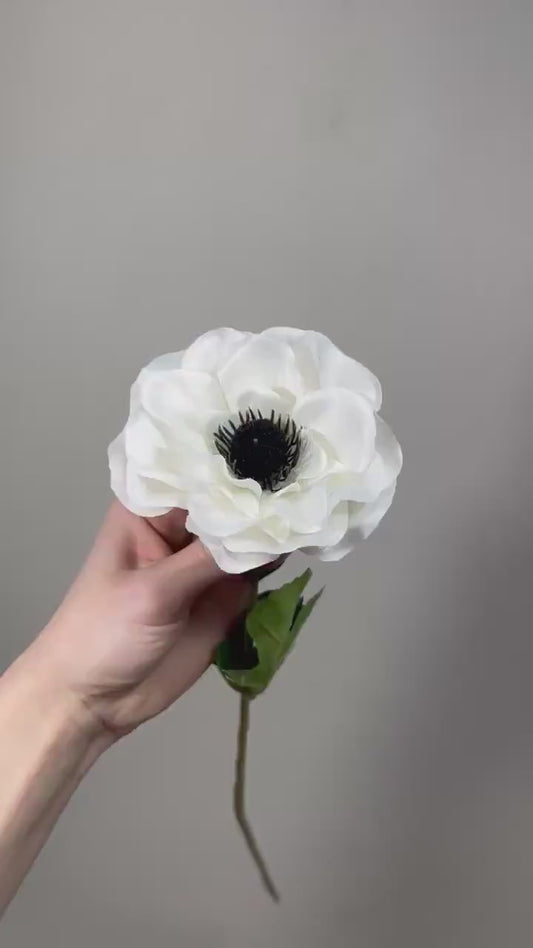 Anemone Artificial Flower Head Anemone Silk Flower Wedding Anemone White Craft Supply  Wedding Anemone Ivory Poppy Flower Head Anemone Stem