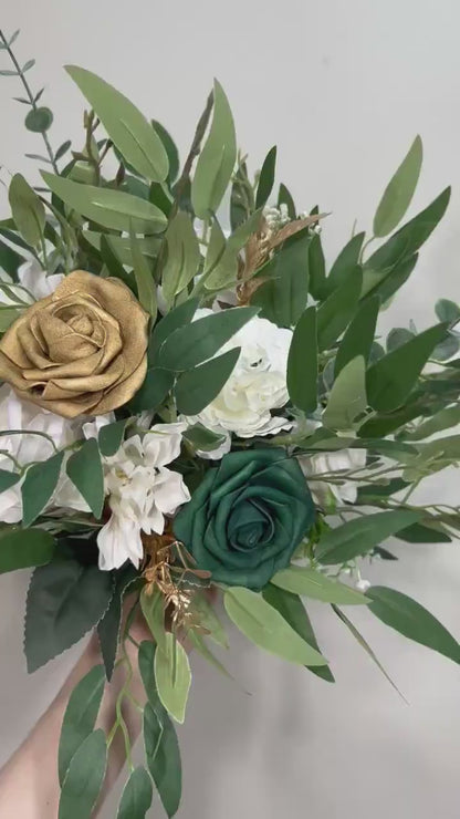 Emerald Green Centerpiece White Gold Table Flower Ball Decoration Emerald Green Gold Table Centerpiece Barrel White Whiskey Ivory Greenery