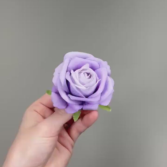 Lavender Rose 2.5” Small Artificial Light Purple Flower Head Pastel Purple DIY Bouquet Supplies Craft Wedding Lilac Silk Flowers