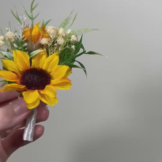 Sunflower Boutonniere Burgundy Groom  Boutonnières Groomsmen Sunflower Boutonnière Red Groom Fall Sunflower Artificial Flowers