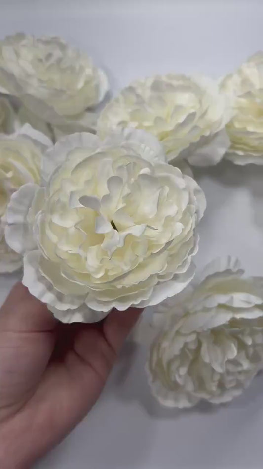 White Peony Artificial Flowers Head Rose White Peony Ivory Wedding Fake Roses White Home Decor Silk Decorative Wedding DIY