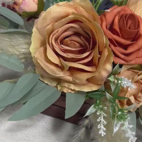 Wedding Centerpiece Orange Table Decor Navy Blue Terracotta Centerpiece Navy Blue Wedding Table Centerpiece Rust White Artificial Flower