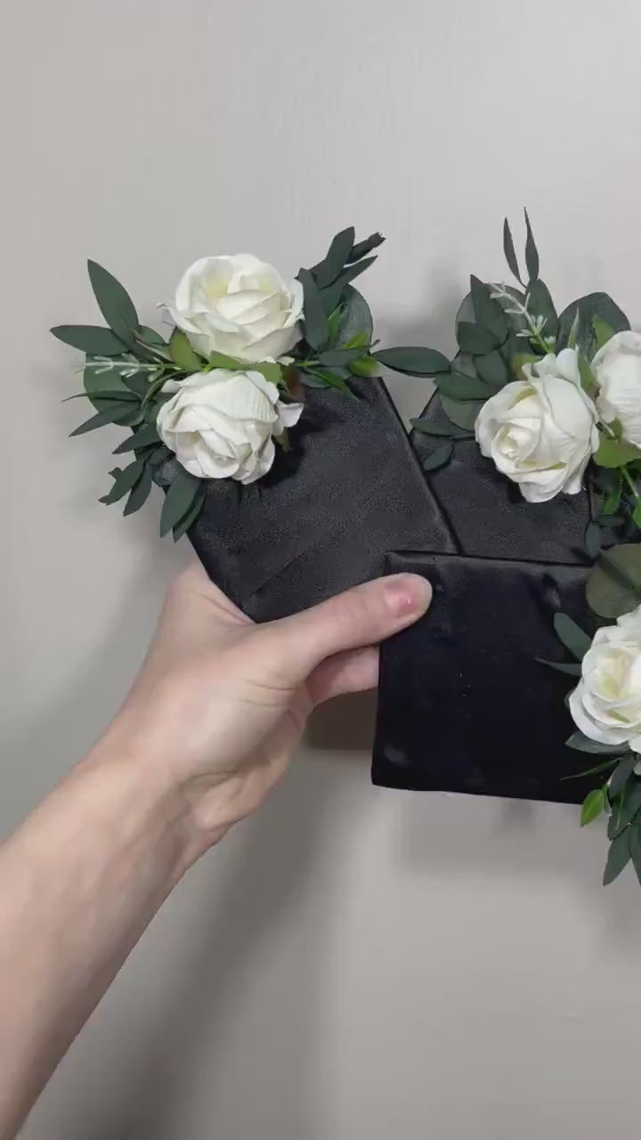 Wedding Pocket Boutonniere White Groom Boutonnière Square Groomsmen Wedding Ivory Rustic Decor Artificial Flowers White Boutonnière Pocket