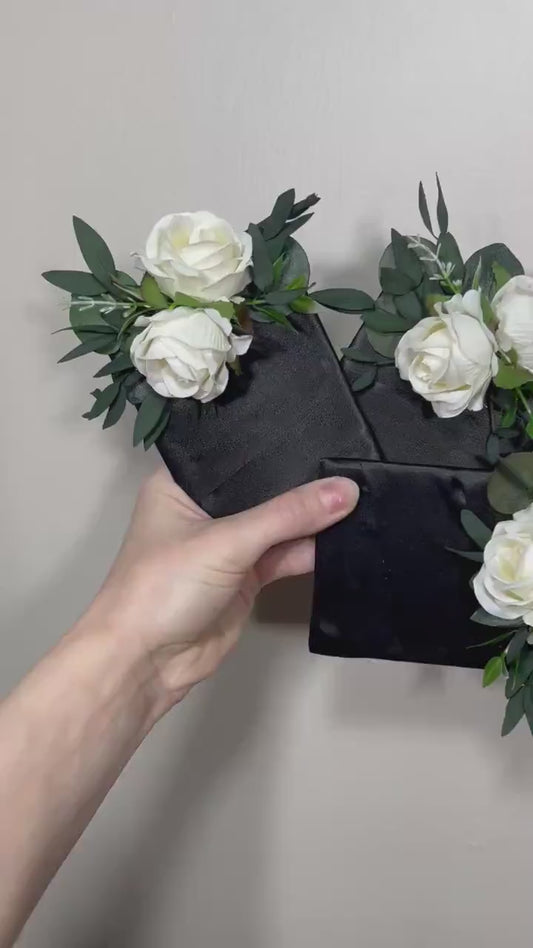 Wedding Pocket Boutonniere White Groom Boutonnière Square Groomsmen Wedding Ivory Rustic Decor Artificial Flowers White Boutonnière Pocket