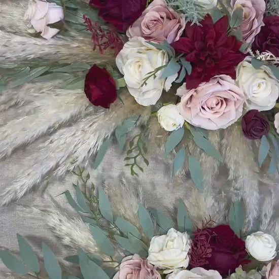 Wedding Arch Arrangement Burgundy Ivory Dusty Rose Arch Aisle Arrangement Decor Burgundy Pink Eucalyptus Arcot Arrangement Pampas Grass