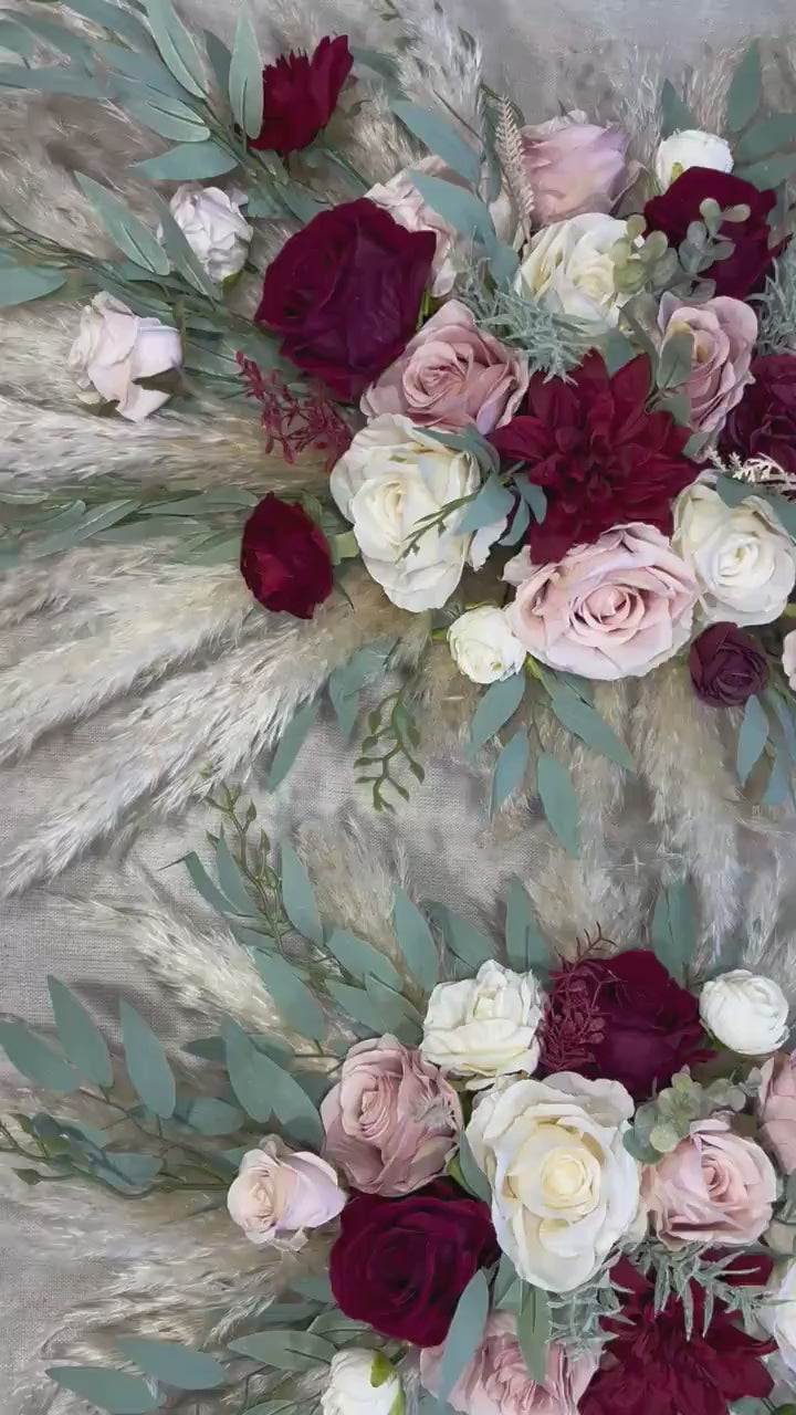 Wedding Arch Arrangement Burgundy Ivory Dusty Rose Arch Aisle Arrangement Decor Burgundy Pink Eucalyptus Arcot Arrangement Pampas Grass