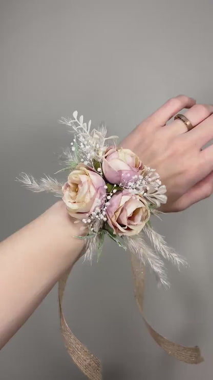 Corsage Wedding Dusty Rose Wrist Corsage Bridesmaids Dusty Rose Corsage Mom Corsage Accessories Artificial Flowers