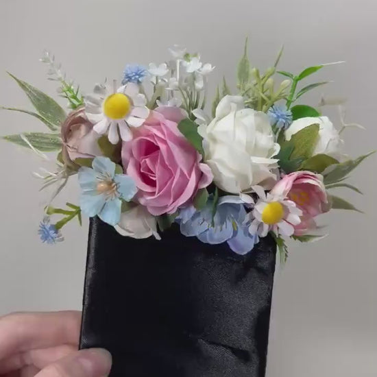 Wedding Pocket Boutonniere White Groom Boutonnière Dusty Rose Square Groomsmen Pocket Pink Boutonniere Dusty Blue Multicolor Artificial