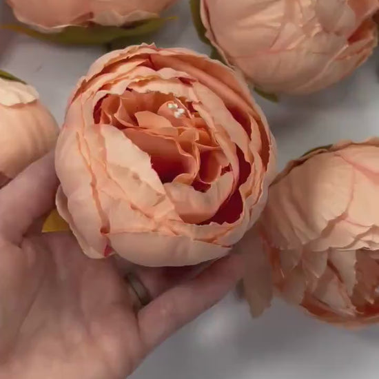 Peach Flower Head 3 inch Wedding Coral Artiricial Peony Flower Heads Pink Peony Wedding Supplies Craft Salmon Pink Flower Head Peony