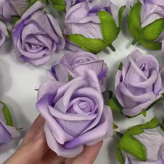 Purple Flower Heads 2“ Wedding Violet Flower Heads Rose Artificial Purple Wedding Craft Supplies Lavender Silk Rose Heads Lilac Flowers