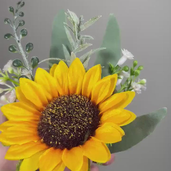 Wedding Sunflower Boutonniere Groom  Boutonnières Groomsmen Sunflower Boutonnière Groom Fall Sunflower Yellow Artificial Flowers