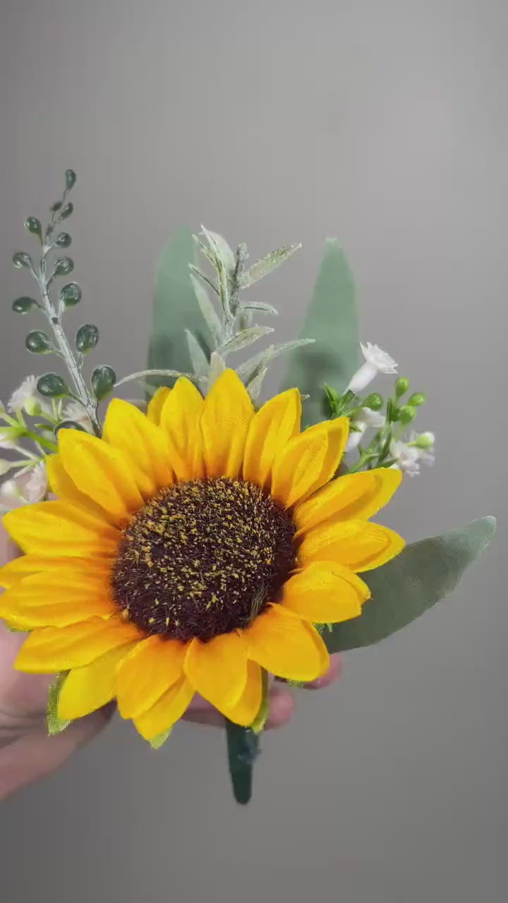 Wedding Sunflower Boutonniere Groom  Boutonnières Groomsmen Sunflower Boutonnière Groom Fall Sunflower Yellow Artificial Flowers