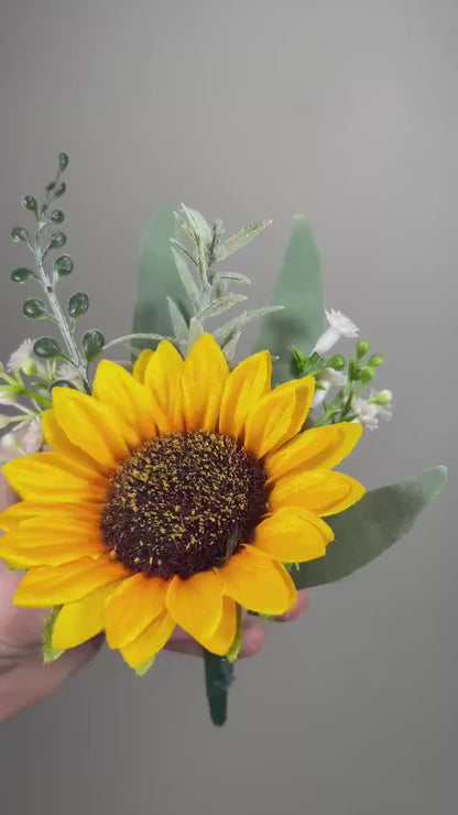 Wedding Sunflower Boutonniere Groom  Boutonnières Groomsmen Sunflower Boutonnière Groom Fall Sunflower Yellow Artificial Flowers