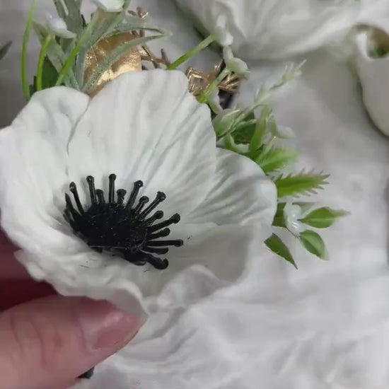 Wedding Anemone Boutonniere Groom Boho Anemone Boutonnières Groomsmen White Boutonnière Anemone Groom Ivory Artificial Flowers