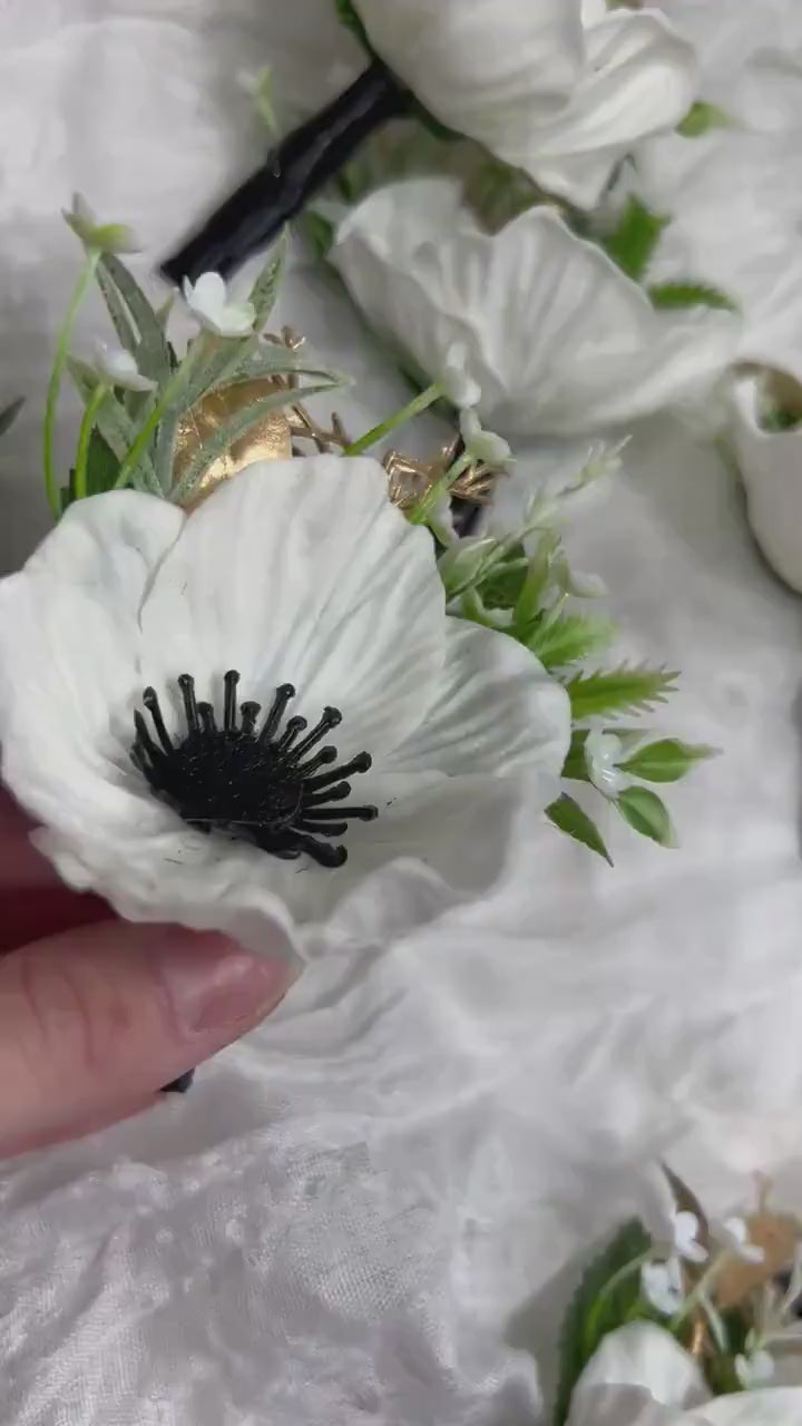 Wedding Anemone Boutonniere Groom Boho Anemone Boutonnières Groomsmen White Boutonnière Anemone Groom Ivory Artificial Flowers
