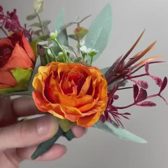 Rust Boutonnière Wedding Groom Terracotta Boutonnieres Groomsmen Burnt Orange Wedding Boutonniere Rust Artificial Flowers