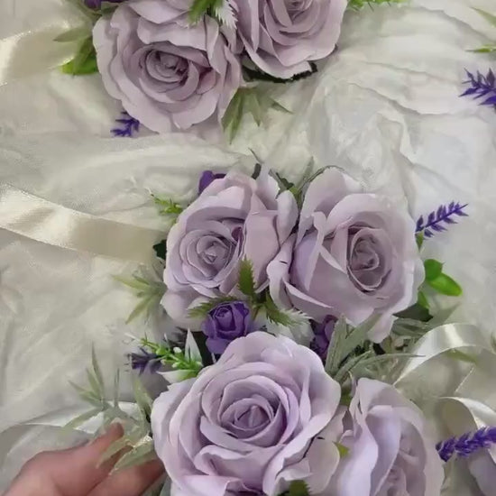 Purple Corsage Wedding Wrist Corsage Lilac Bridesmaids White Corsage Ivory Mom Corsage Lavender Boutonnière Artificial Flowers