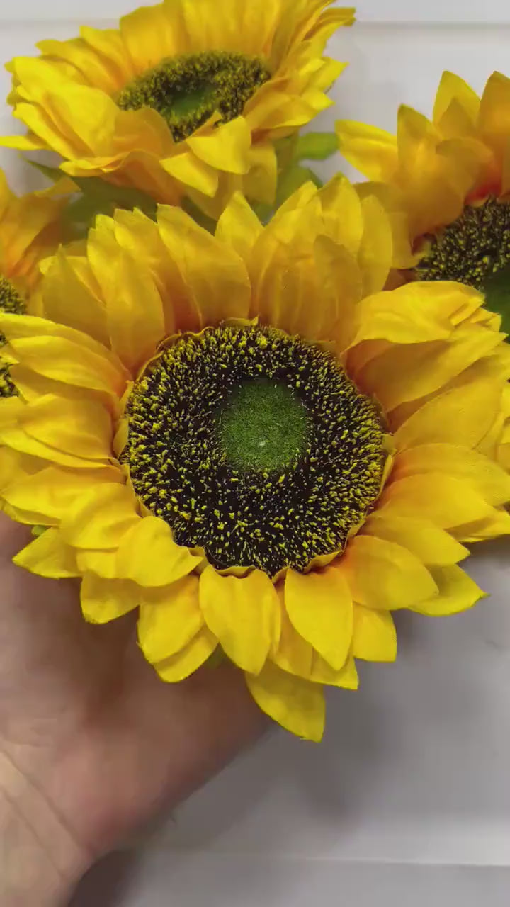 Sunflower Head Flower Artificial Wedding Sunflower Head 5 inch Flower Head Sunflower DIY Wedding Supplies Craft Sunflower Big Fake Flower