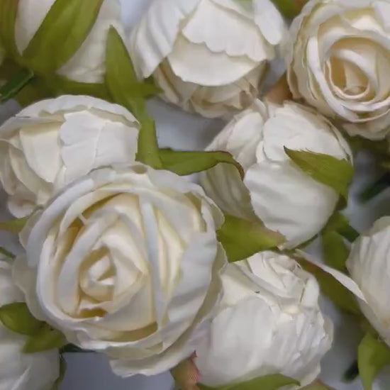 Ivory Flower Head 1.5" Wedding Artificial Flower Ivory Peony Flower Head Wedding Supplies Craft Ivory Peonies Artificial Head Rose DIY Faux