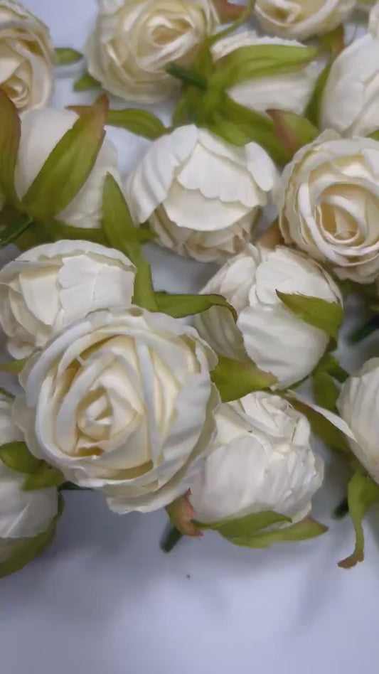 Ivory Flower Head 1.5" Wedding Artificial Flower Ivory Peony Flower Head Wedding Supplies Craft Ivory Peonies Artificial Head Rose DIY Faux