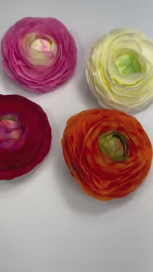 Red Ranunculus Flower Heads Wedding Bright Red Flowers Artificial DIY Craft Supplies Rununculus Heads Red Faux Decor Silk Flowers Scarlet