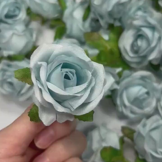 Blue Flower Heads Artificial Rose 1.5” Blue Small Flower Blue Wedding Supplies Craft Light Blue Artificial Head Rose Sky Blue Silk Rose