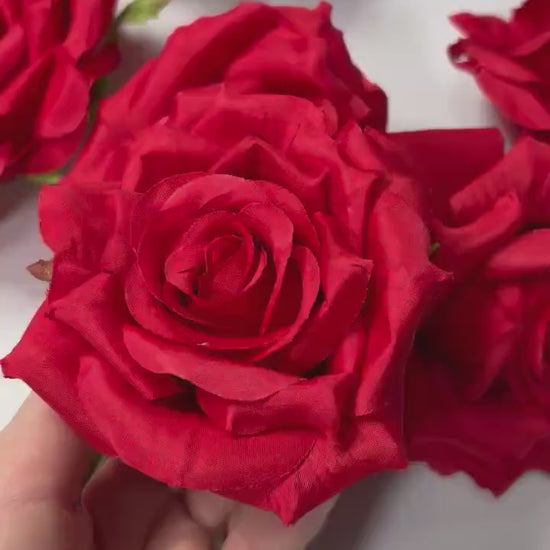 Red Rose Head 4 inch Wedding Decor Dark Red Rose Christmas Red Rose Wedding DIY Craft Supplies Red Rose Head Home Decor