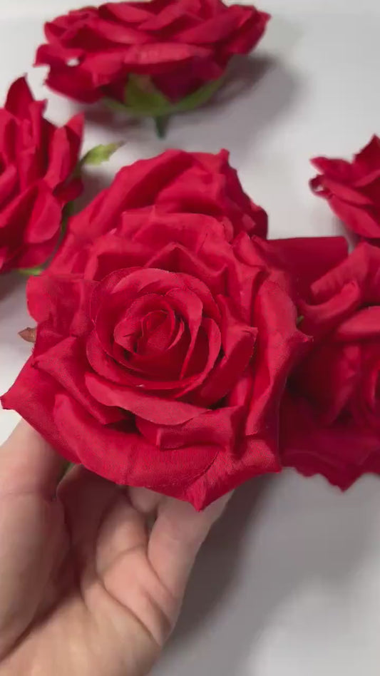 Red Rose Head 4 inch Wedding Decor Dark Red Rose Christmas Red Rose Wedding DIY Craft Supplies Red Rose Head Home Decor