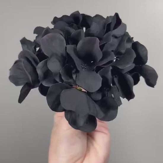 Black Hydrangea Artificial, Hydrangea Flower with or without Stem , Silk Hydrangea Head, Gothic Wedding Decor, DIY Halloween Arrangement