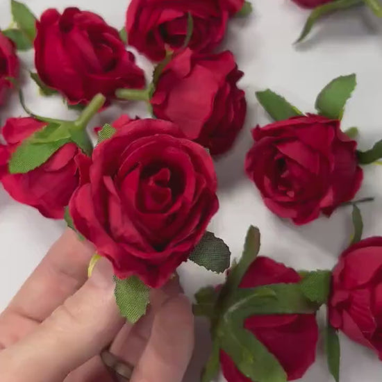 Red Rose Head Wedding Decor Dark Red Rose Christmas Red Small Rose Wedding DIY Craft Supplies Red Rose Head Home Decor